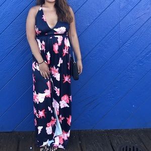 Floral Maxi Dress With Criss cross back